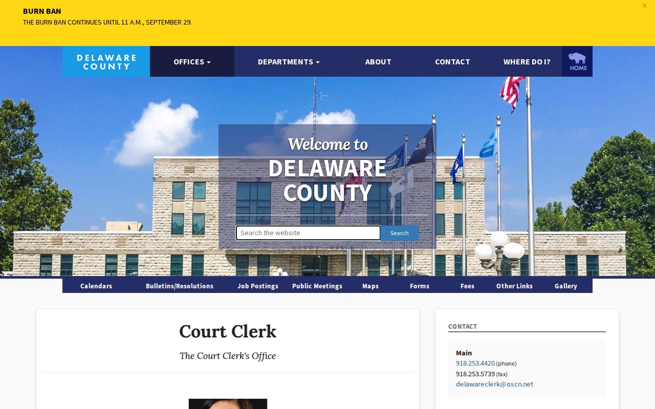 Delaware County warrant search Court Clerk records route
