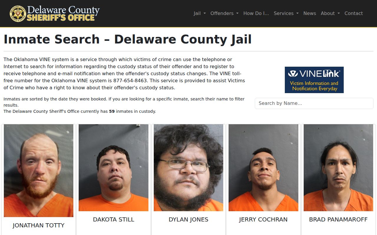 Delaware County active warrant search custody route distinction