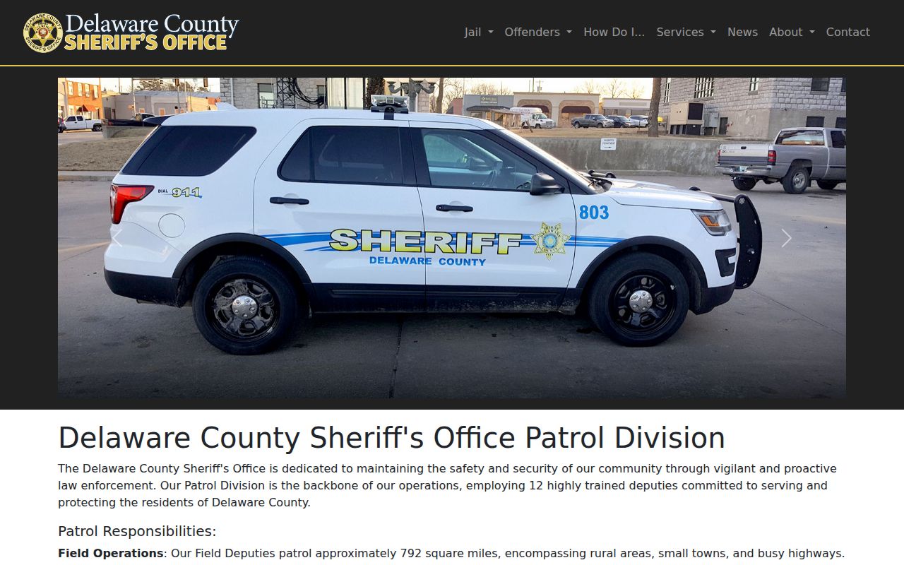 Delaware County warrant records Sheriff patrol and service role